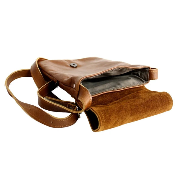 Brown Leather Daisy Flap Over Sling Bag