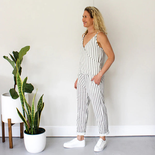 SALE Wrap Jumpsuit - Stripe (ONLY IN SMALL)