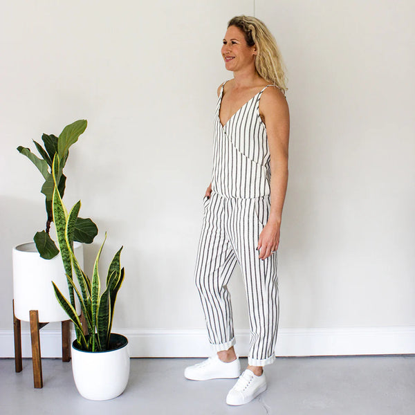 SALE Wrap Jumpsuit - Stripe (ONLY IN SMALL)