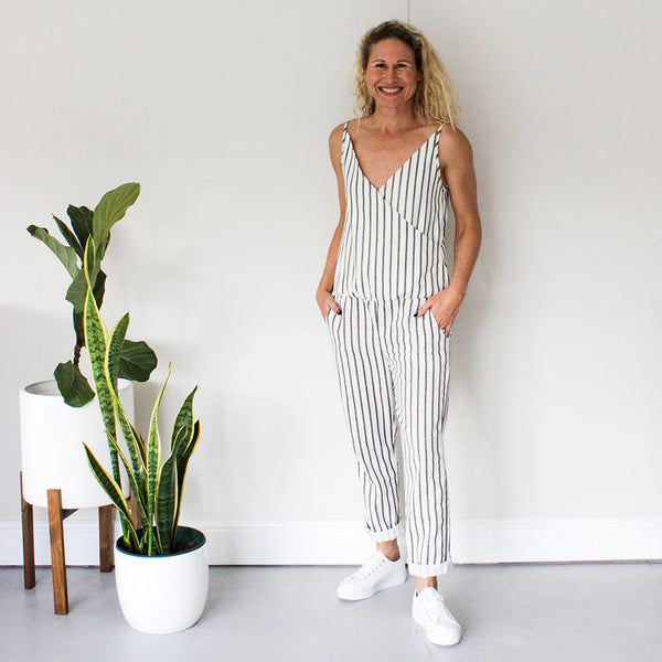 SALE Wrap Jumpsuit - Stripe (ONLY IN SMALL)