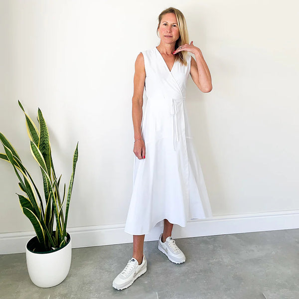 SALE Sleeveless Wrap Dress - White