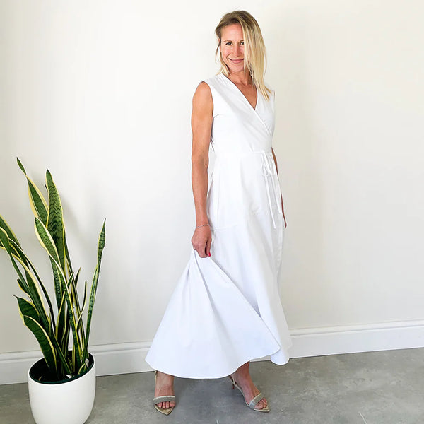 SALE Sleeveless Wrap Dress - White