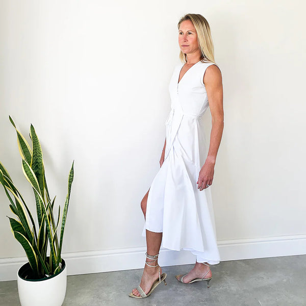 SALE Sleeveless Wrap Dress - White