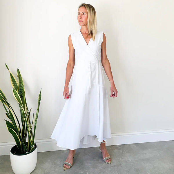 SALE Sleeveless Wrap Dress - White