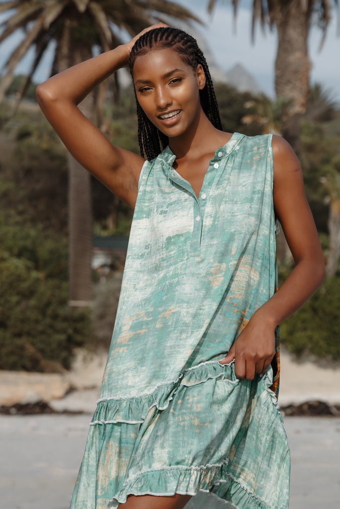 Santorini Sea Green Naxos Short Sleeveless Dress