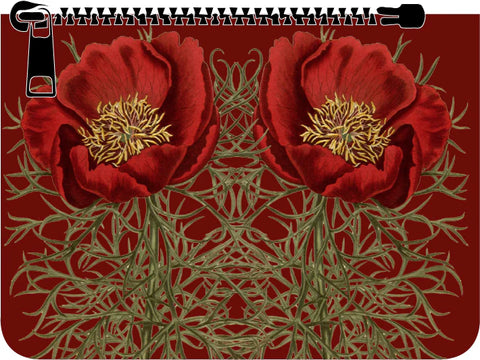 Make-Up Bag Velvet -   Maroon Flower on Maroon (MB/8)