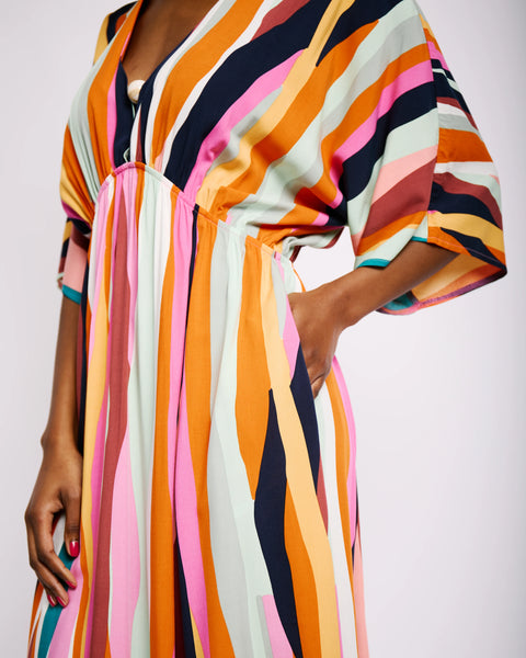 The Beaded Kaftan in Multi Stripe