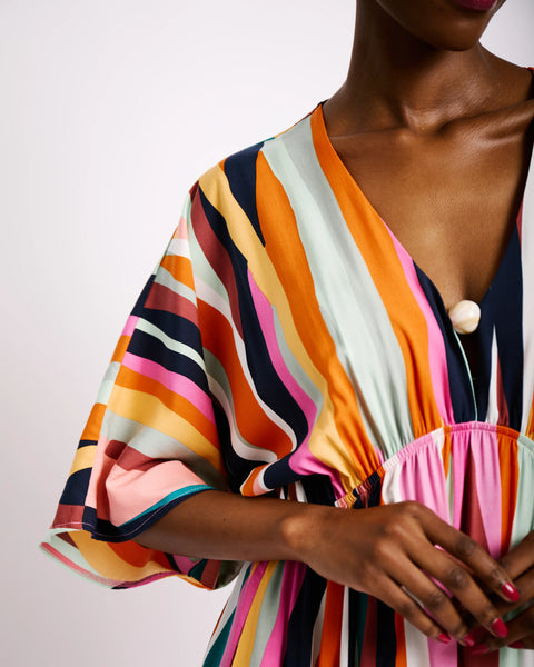 The Beaded Kaftan in Multi Stripe