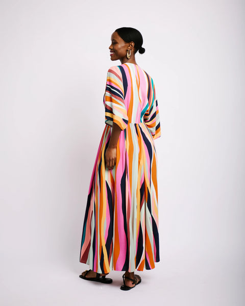 The Beaded Kaftan in Multi Stripe