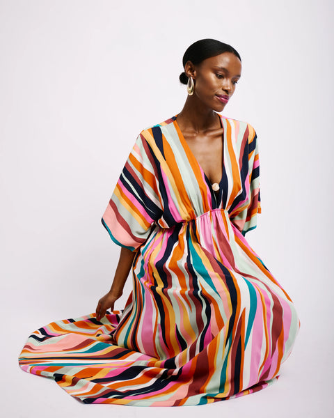 The Beaded Kaftan in Multi Stripe