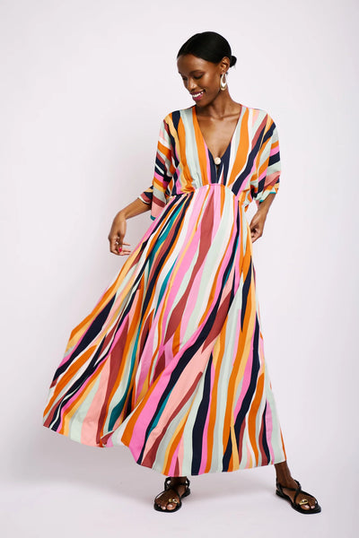 The Beaded Kaftan in Multi Stripe