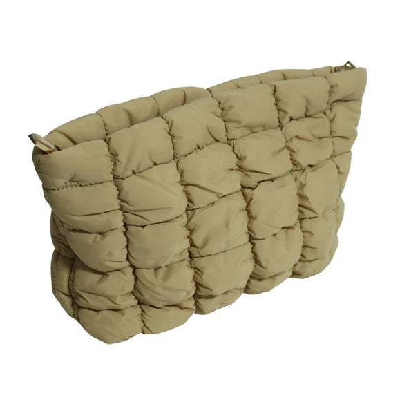 Puffer Polyester Bag - Khaki Quilted