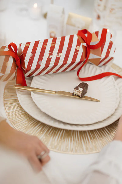 Mamere Red & Cream Festive Cracker - Choc coated Almond Nougat