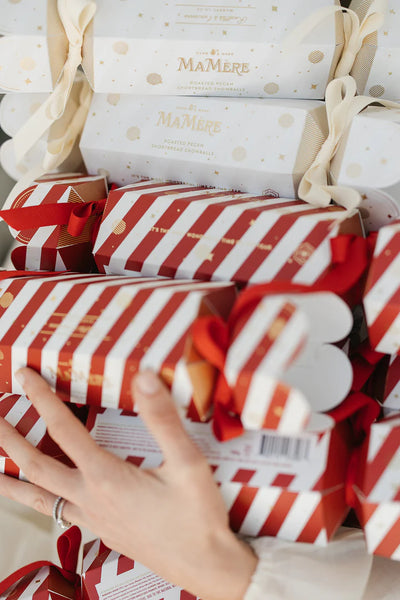 Mamere Red & Cream Festive Cracker - Choc coated Almond Nougat