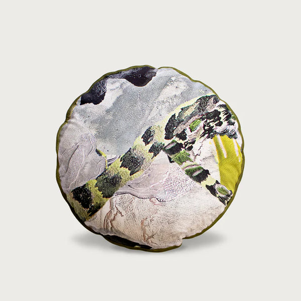 Round Numbi + Lime Macaron Velvet Cushion