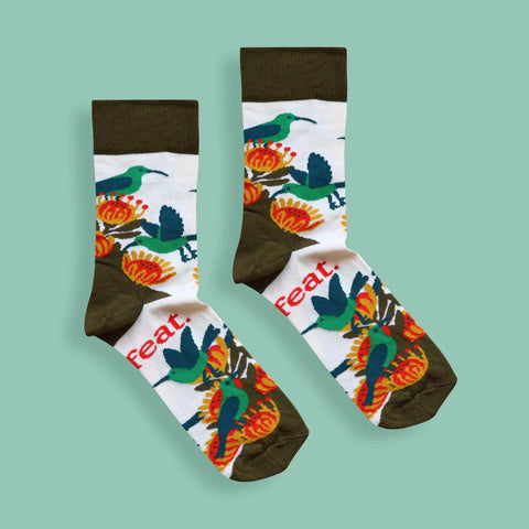 Women’s Malachite Sunbird socks | Designer socks inspired by birds of South Africa