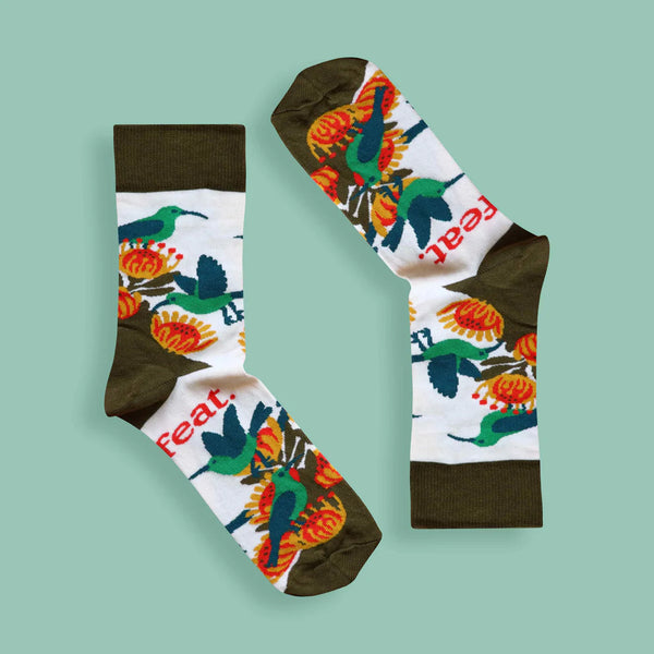 Women’s Malachite Sunbird socks | Designer socks inspired by birds of South Africa