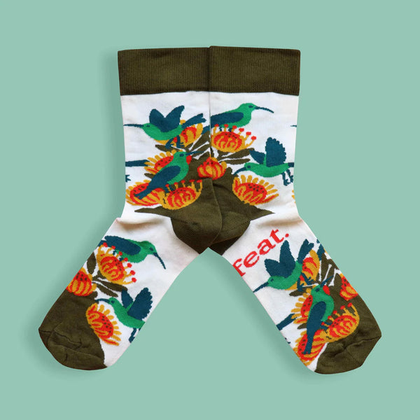 Women’s Malachite Sunbird socks | Designer socks inspired by birds of South Africa