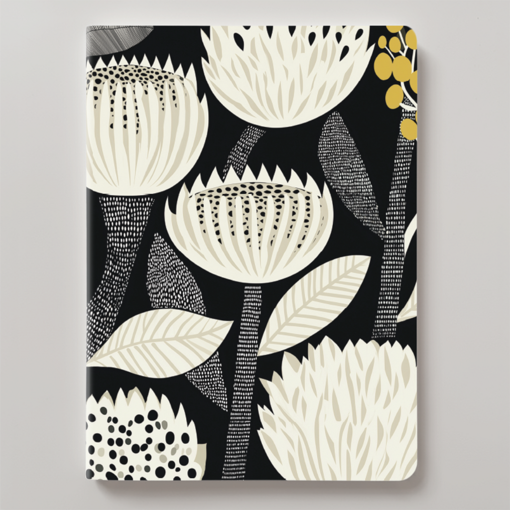 Midnight Protea Garden A5 Notebook