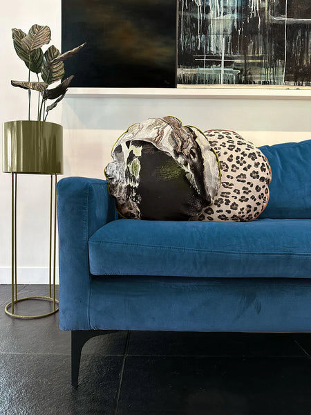 Round Numbi + Lime Macaron Velvet Cushion