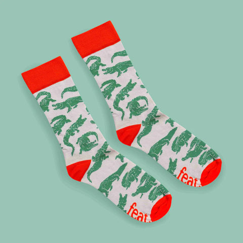 Men’s Green/Orange Crocodile socks