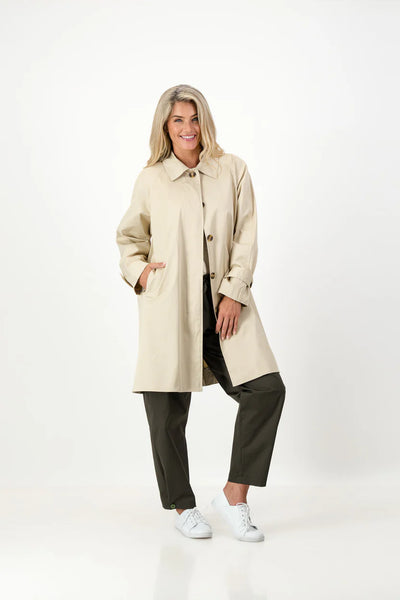 Carla Cotton Twill Coat - Stone