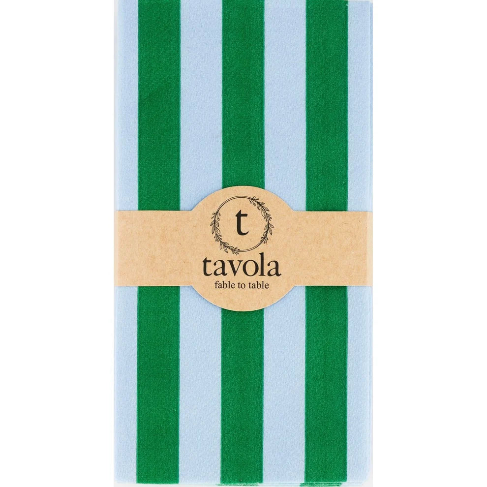 Tavola Biodegradable Slim napkins - Green & Blue Stripe
