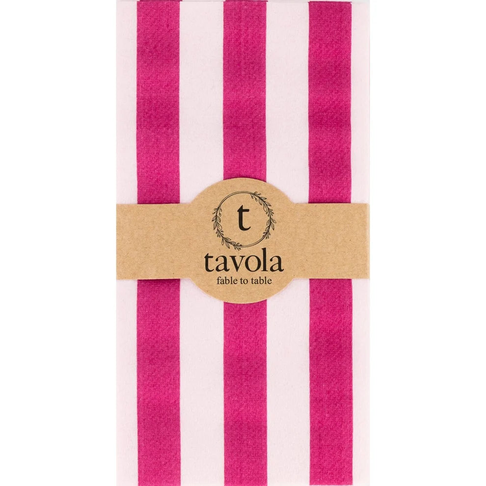 Tavola Biodegradable Slim napkins - Pink & Magenta Stripe