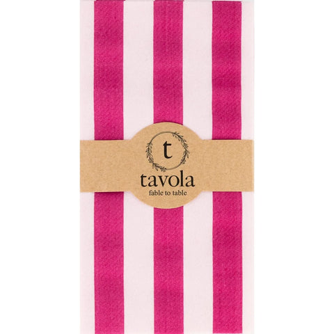 Tavola Biodegradable Slim napkins - Pink & Magenta Stripe
