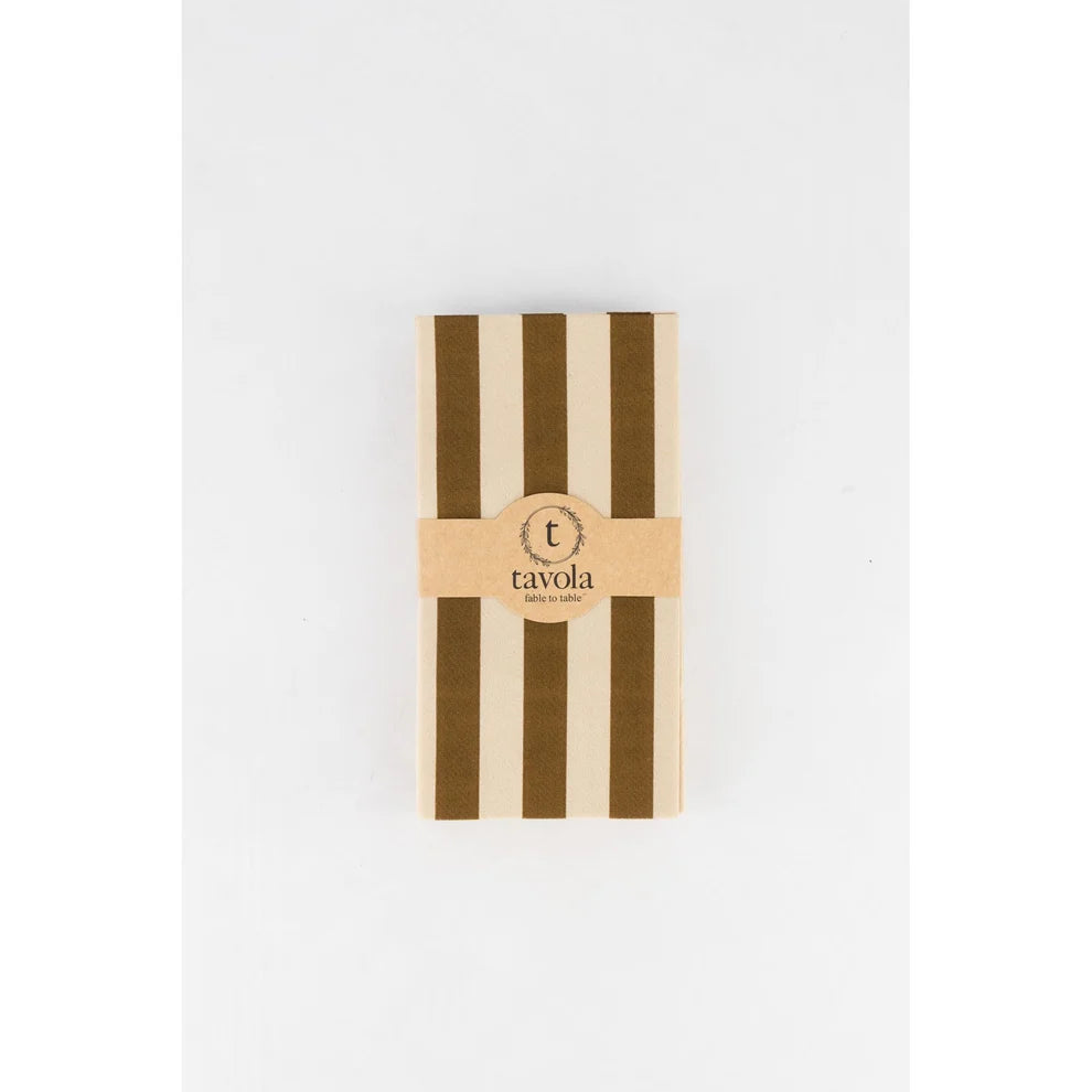 Tavola Biodegradable Slim napkins - Pebble & Brown Stripe