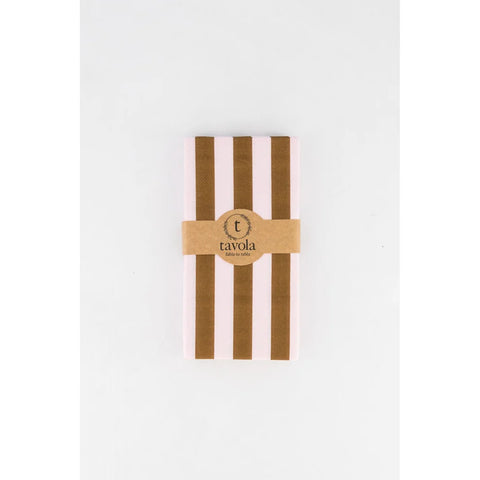 Tavola Biodegradable Slim napkins - Pink & Brown Stripe