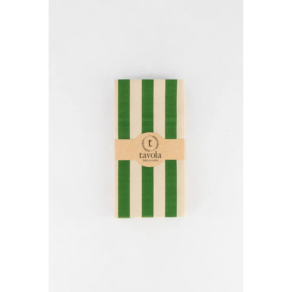 Tavola Biodegradable Slim napkins - Pebble & Green Stripe