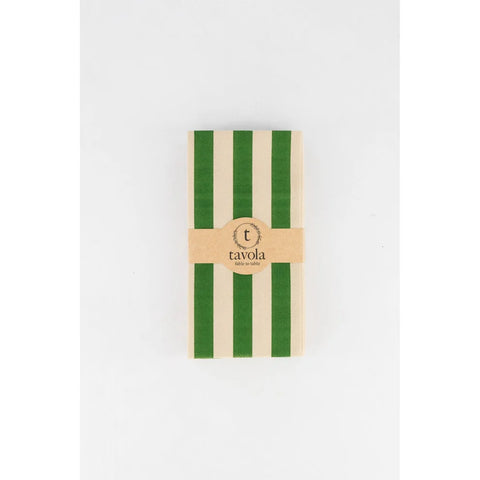 Tavola Biodegradable Slim napkins - Pebble & Green Stripe