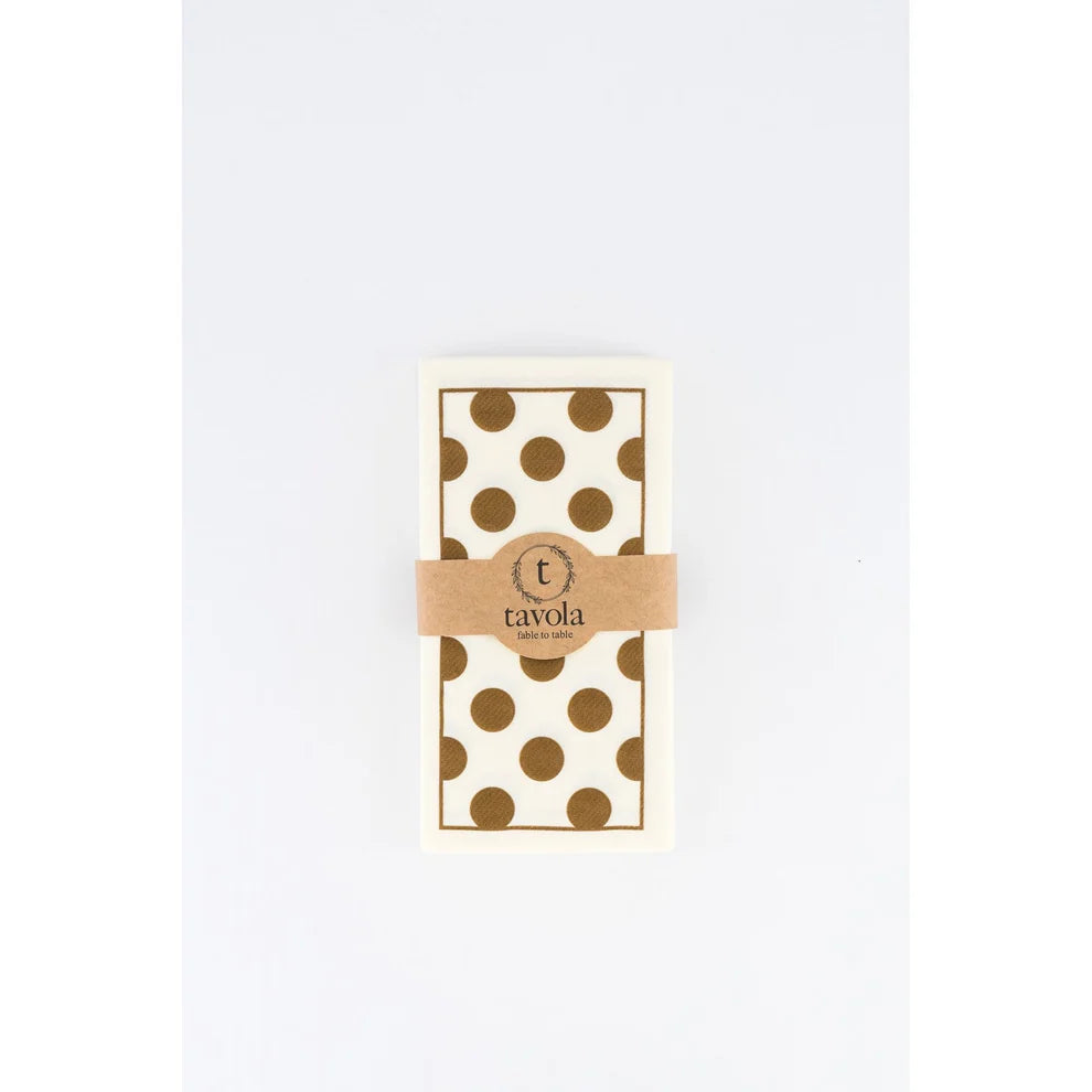 Tavola Biodegradable Slim napkins - Cream and Brown Polka