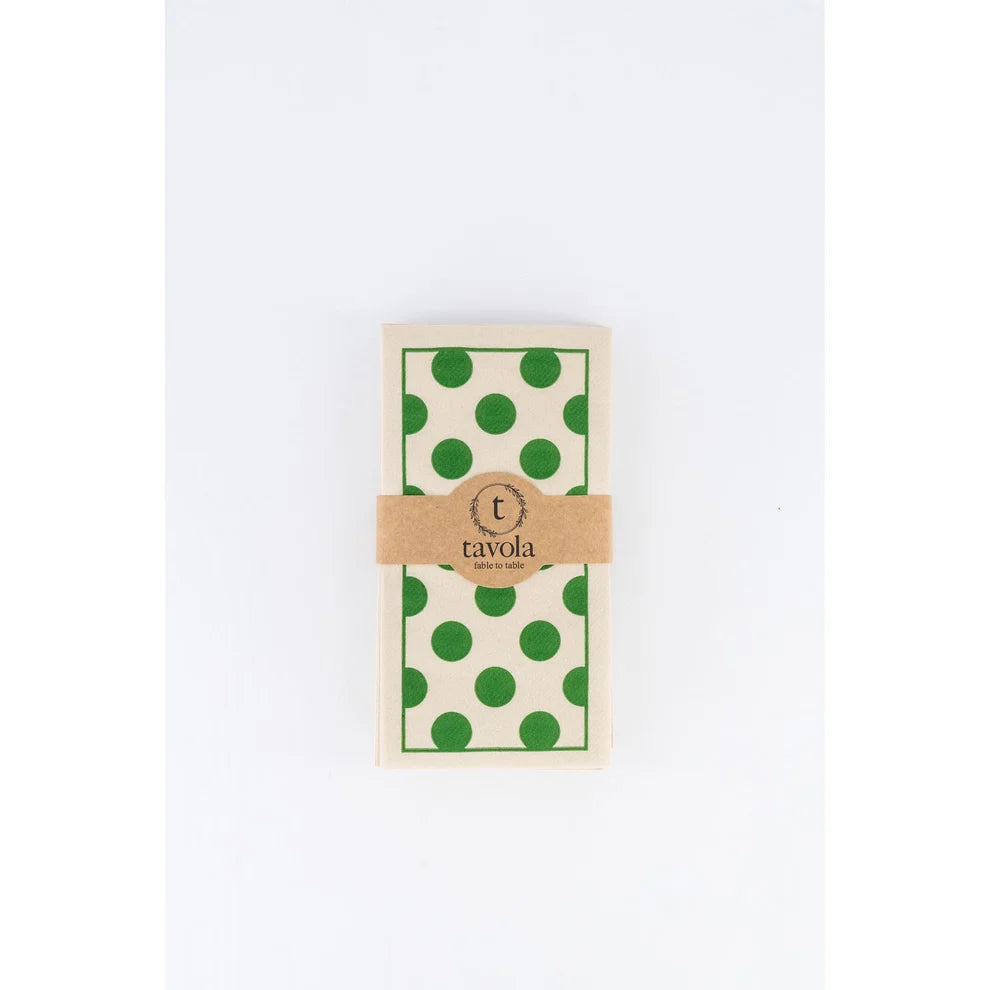 Tavola Biodegradable Slim napkins - Pebble & Green Polka