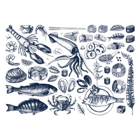 Paper Placemats - Seafood illustrations