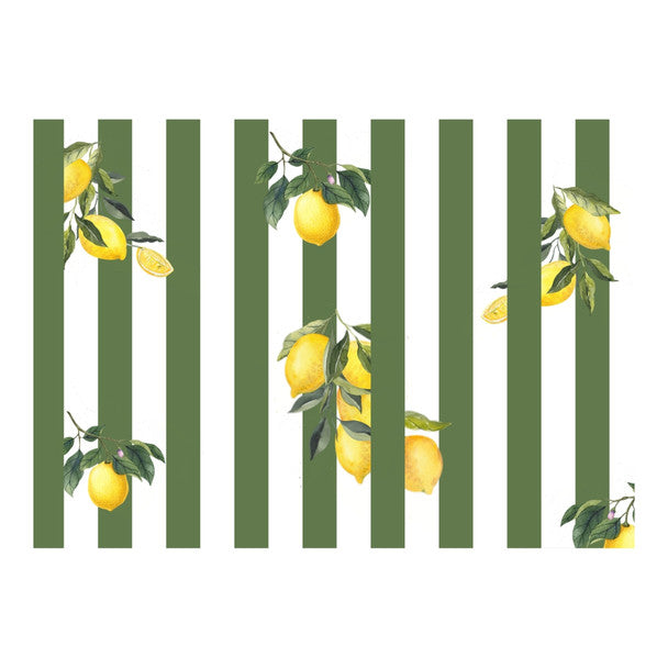 Paper Placemats - Green Lemon Stripes