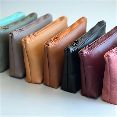 Norris leather zip pouch - Various Colours