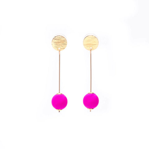 Dorus Mhor Pink Ball Earrings - Hot Pink