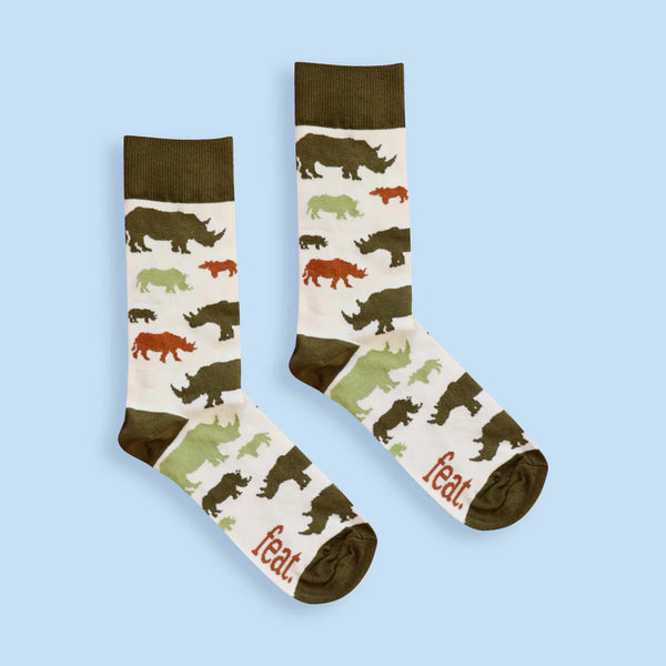 Men's Olive and Rust Rhino socks