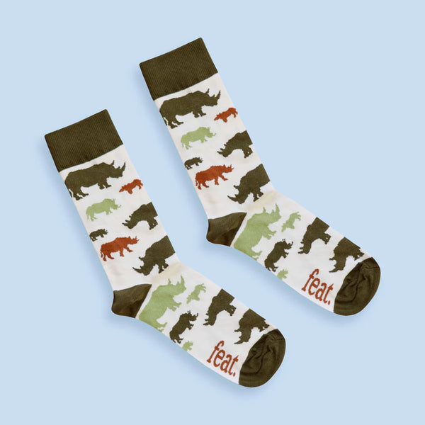 Men's Olive and Rust Rhino socks