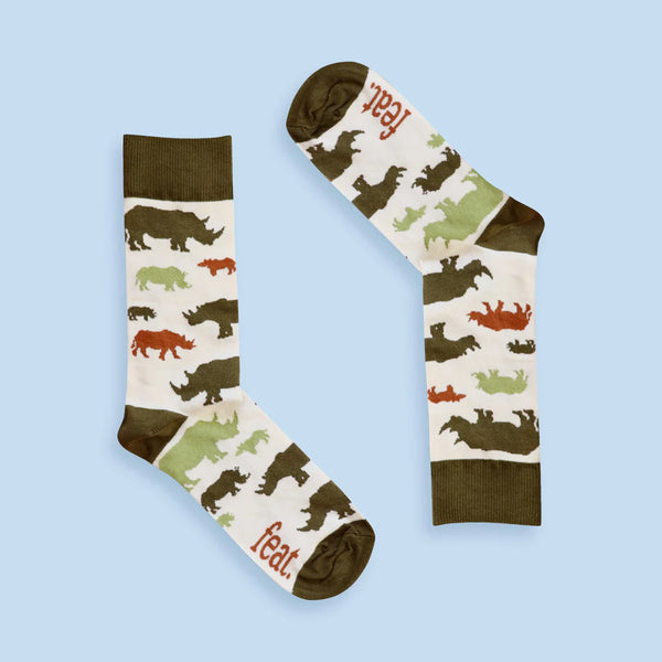 Men's Olive and Rust Rhino socks