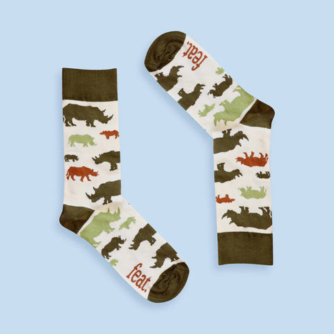 Men's Olive and Rust Rhino socks