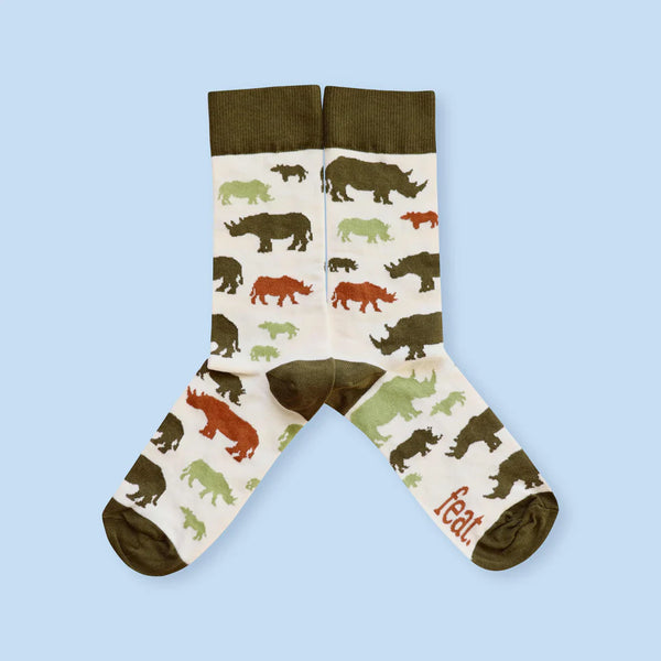 Men's Olive and Rust Rhino socks