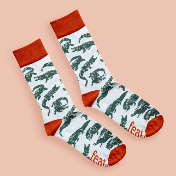 Men’s Crocodile socks Bottle Green/Tobacco
