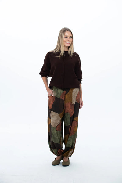 Stella Balloon Pants - Chocolate Abstract print