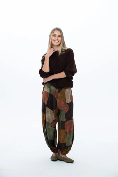 Stella Balloon Pants - Chocolate Abstract print