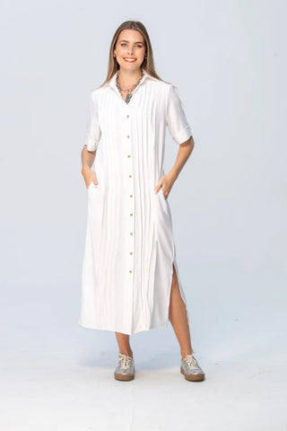 Santorini Pintuck Dress - White