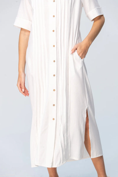 Santorini Pintuck Dress - White