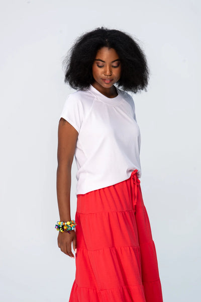 Rosa Summer Round Neck Tee - White